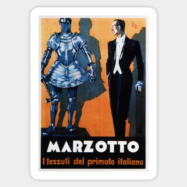 MARZOTTO The Premium Italian Fabric c1933 Vintage Textile and Fashion Advertisement Sticker by vintageposters